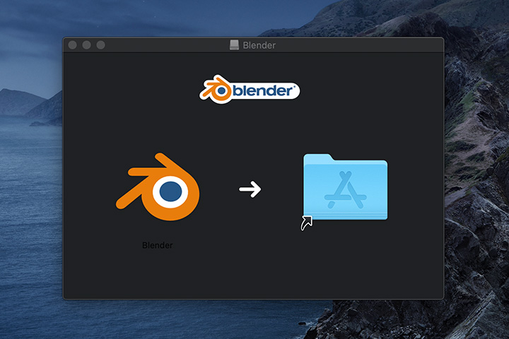 blenderをアプリケーションフォルダの移動している画像